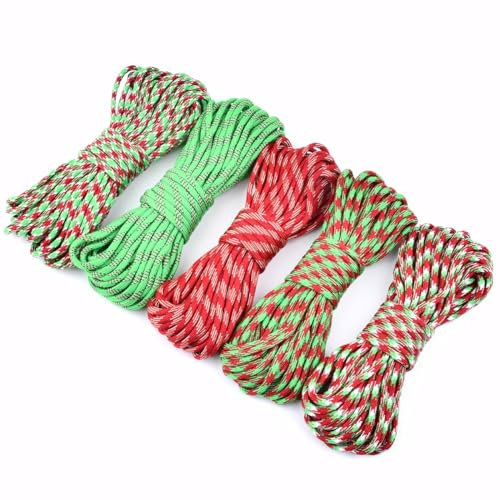 HUMOKI 5PCS 32.8ft Paracord Cord, 5mm Paracord, 550lb/250kg Nylon Cord Rope, Outdoor Climbing Rope, Camping Cord String, Multifunctional Paracord Ropes, for Survival Rope, Tent, Key Rings, Dog Leads