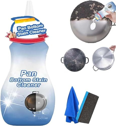 Pan Bottom Stain Cleaner,Pot Cleaner for Bottom of Pans, Gel Cleaner for Cookware Bottom,Stainless Steel Cleaner for Cleaning Pots and Pans,Foaming Heavy Oil Stain Cleaner (1pcs)