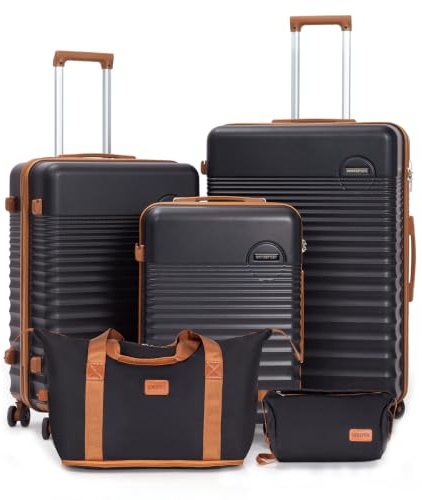 CONCEPTEN Luggage Sets 5 Piece, ABS+PC Hardshell Suitcases with Wheels