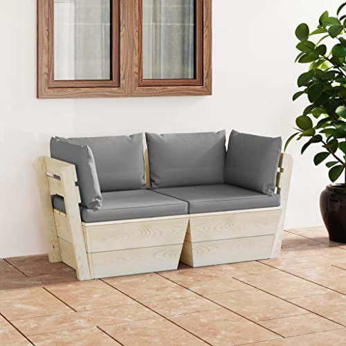 DYRJDJWIDHW europaletten,gartenmöbel Set,palettenkissen,Garten-Palettensofa 2-Sitzer mit Kissen FichtenholzGeeignet für Garten, Swimmingpool, Wohnzimmer, Terrasse