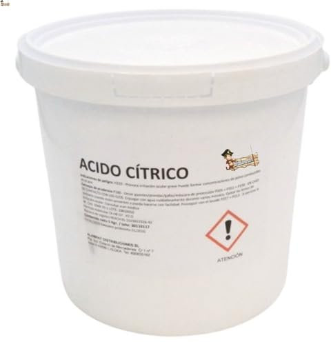 BricoLoco.com Ácido cítrico en polvo para limpieza, plantas, cultivo. 5 kgs. Corrector regulador PH sustrato, tierra, suelo, agua riego, hidroponia, jardinería. Antical, desincrustante (1x5 kgs.)
