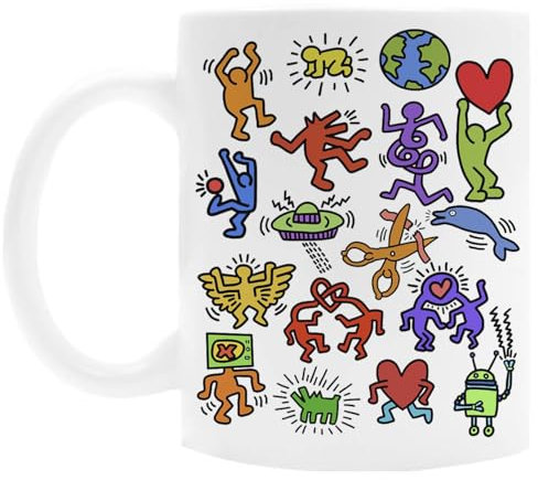 OLDRYTEE Haring Symbols Keramikbecher Trinkbecher Weiß