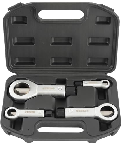 TECPO Mutternsprenger Satz | 4-tlg. | 9-27mm | Nuss Splitter Extraktion Brecher Entferner | Werkzeug zum entfernen beschädigten und gesprochenen Muttern