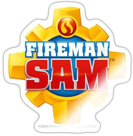 Spreadshirt Feuerwehrmann Sam™ Feuerwehr-Logo Sticker Aufkleber, 10 x 10 cm, Weiß glänzend