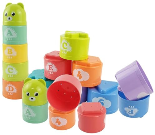 Tanxemery Spielzeug, Würfel, stapelbar, für Babys, Kinder, 1 Jahr, stapelbar, Becher mit Zahlen, Buchstaben, Motiven, Lernspielzeug, Lernspielzeug für Babys, Jungen, Mädchen