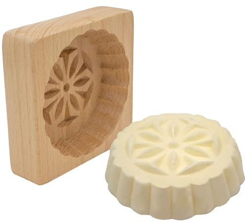 Polart, Blumenbutterform – Polnische dekorative Blumen-Holzformen für Milchprodukte, hausgemachte Butterformer und Küchenzubehör aus Holz – Tischdekoration bei Anlässen, Partys und Feiern