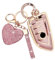 ZVRSUA Autoschlüssel hülle Cover mit Diamant Bling Schlüsselanhänger aus Weichem TPU,4 Tasten für BMW 2 Serie 3 5 6 7 Serie M5 X1 X2 X3 X5 X5M X6 X6M Schutzhülle（Rosa）