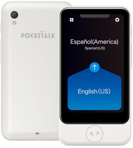 POCKETALK S2 Plus Business eSIM 5 Jahre Weiß - Echtzeitübersetzer für Sprache und Kamera - 92+ Sprachen, extra großer Bildschirm und Lange Akkulaufzeit