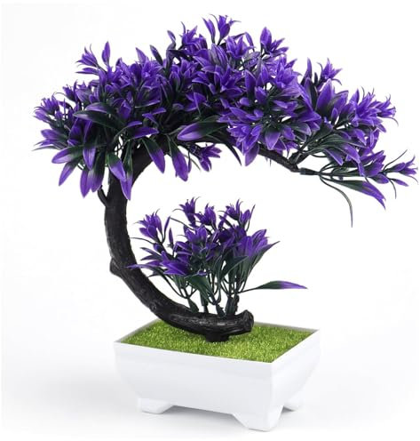 DEANKEJI Lila Künstliche Bäume, Bonsai Künstlich, Deko Pflanzen Künstlich, Plastik Pflanzen, für Balkon, Garten, Wohnzimmer, Esstisch, Bürodekoration