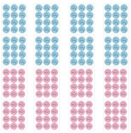 CWPFVQA 192 Stück Aufkleber Zur Geschlechtsoffenbarung, Aufkleber Für Jungen Und Mädchen, Aufkleber Für Babys, Aufkleber Für Babypartys, Aufkleber Für Geschenktüten, Versiegelungsaufkleber