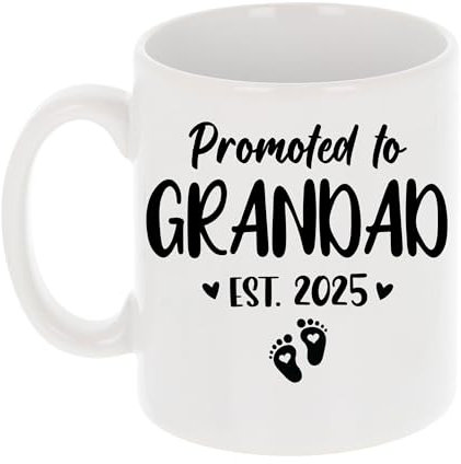 Always Looking Good Promoted to Grandad Est 2025 Mug New Baby Announcement Gift Pregnancy Reveal Ideas Gift Idea Promoted to Grandad Mug Presents for Him Est 2025