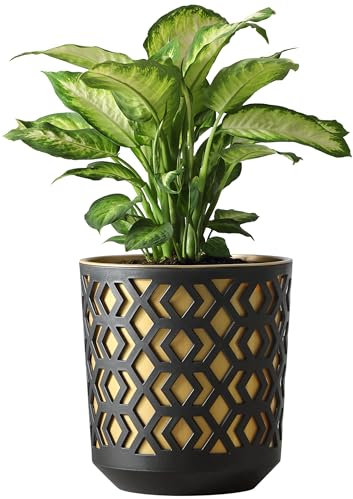 KONZEPT Blumentopf 19 cm Durchmesser, großer Übertopf aus Kunststoff für Zimmerpflanzen ideal für Wohnzimmer, Küche und Balkon