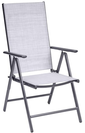Hortan Sedia Pieghevole Con Braccioli, Struttura Regolabile Multiposizione, Telaio Richiudibile In Alluminio Inossidabile e Seduta In Tessuto Textilene Da Interno ed Esterno