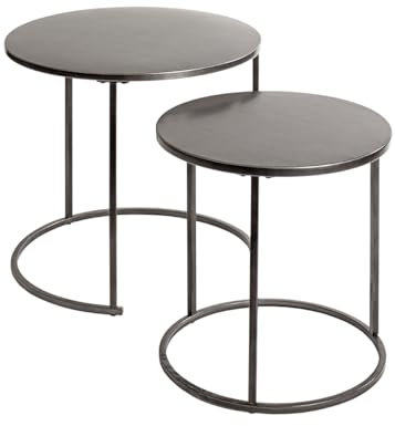 HAKU Möbel Beistelltisch 2er Set, anthrazit, Metall - Maße: H 43/48 x Ø 40/50 cm, Style: Urban Collective