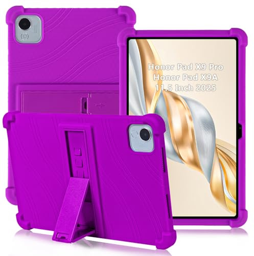 ATOOZ for Honor Pad X9A/X9 Pro Case 11.5 Inch 2025,Purple | Soft Silicone Kids Case,for Huawei Honor Pad X9 Pro Tablet,with Adjustable Bracket