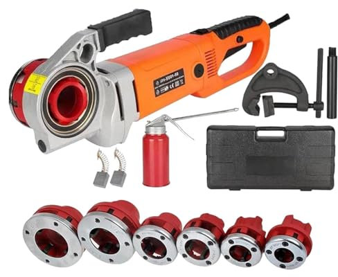 Roscadora de tubos eléctrica, máquina roscadora de tubos portátil con 6 terrajas y caja de herramientas, kit de roscadora de trinquete, cabezales de terrajas de 1/2 a 2 pulgadas