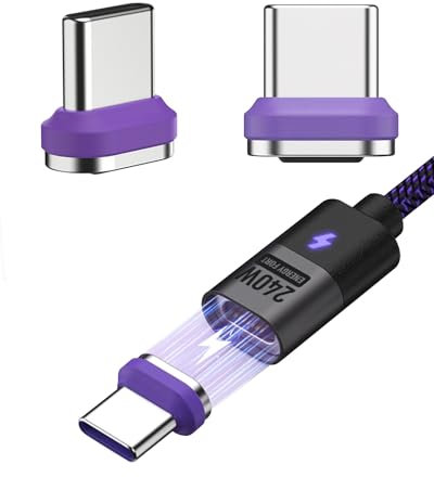 2 PCS USB C Magnet Tip Heads 240W USB C Magnetic Adapter Type C Magnetic Adapter for 16-Pin Magnetic Charging Cable Fast Charge for iPhone 16/15 Pro Max, Samsung Galaxy, iPad