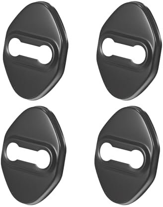 HIPATU 4 Pieces Stainless Steel Car Door Lock Cover for Ford Fiesta 2002-2017, Car Door Lock Latches Protector Guard Door Latch Cap, Auto Interior Accessories,A-BLACK