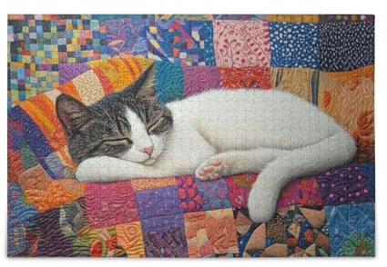 Katzen und Quilts Puzzles für Erwachsene Großes Puzzlespiel 500 Teile