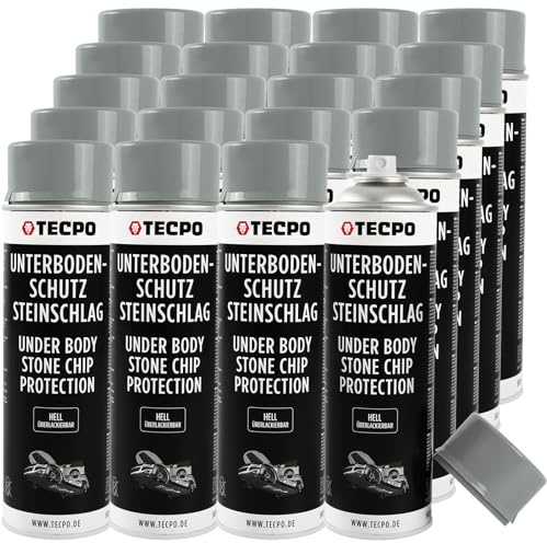 TECPO 20x Unterbodenschutz Steinschlag Spray, 500ml UBS Auto Kfz Unterboden Versiegelung Überlackierbar Steinschlagschutz Rostschutz Korrosionsschutz für Radlauf und Unterbodenbereich