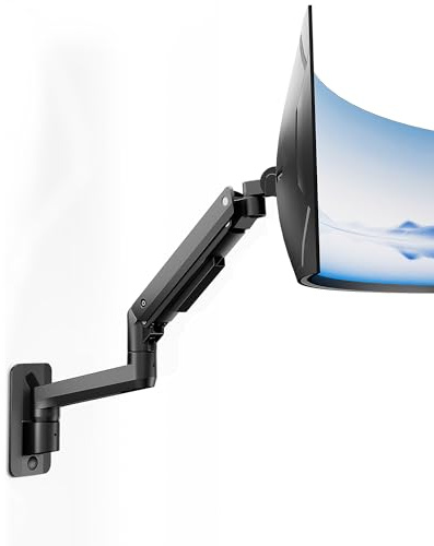 monTEK Ultrawide Monitor Wandhalterung für 17-49-Zoll-Bildschirme | Hochleistungs Monitor Halterung für bis zu 20 kg, Verstellbarer Gasfeder Monitorarm, 75x75/100x100 VESA , Schwarz