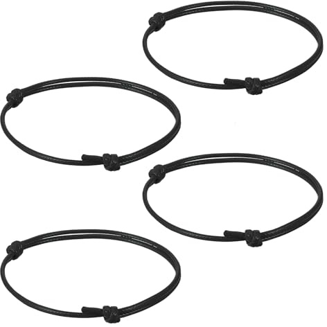 DOPENSPI 4 Stück Handgemachtes dünnes Surfer Band aus gewachster Baumwolle, Verstellbar Gewebte Armbänder Handgefertigt Freundschaftsarmband stoffarmband für Damen Herren