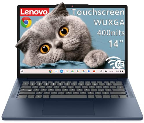 Lenovo Chromebook 14 Touchscreen WUXGA 400nits Laptop, 8-Core CPU | 4GB LPDDR5X, 64GB Storage, 1920x1200 Anti-glare IPS Display, WiFi 6E, Thin, Chrome OS for Student & Learning, Cosmic Blue