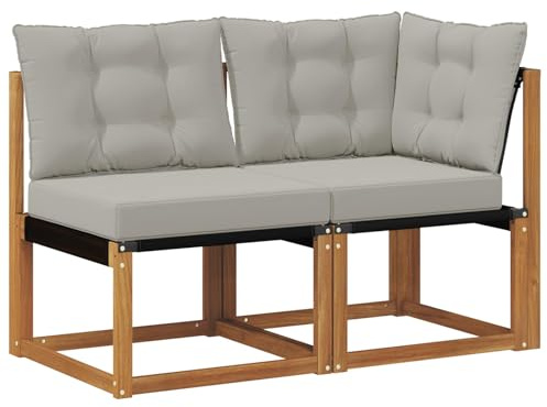 vidaXL 2 STK. Outdoor Mittel- und Ecksofa Natur