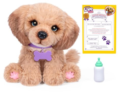 Little Live Pets My Really Real Puppy - Bailey - Peluche Interactivo con +60 Sonidos y reacciones - 32,8 cm - Parpadeo Realista - Come y emite Sonidos como un Perrito de Verdad - A Partir de 4 años