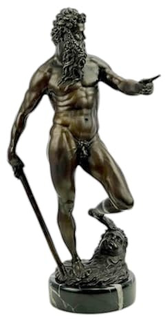 Poseidon Neptun Bronzestatue auf Marmorsockel - 32,5 cm griechisch-römischer Gott des Meeres Skulptur, echte Bronze Wachsausschmelz-Mythologie Kunst Sammelfigur