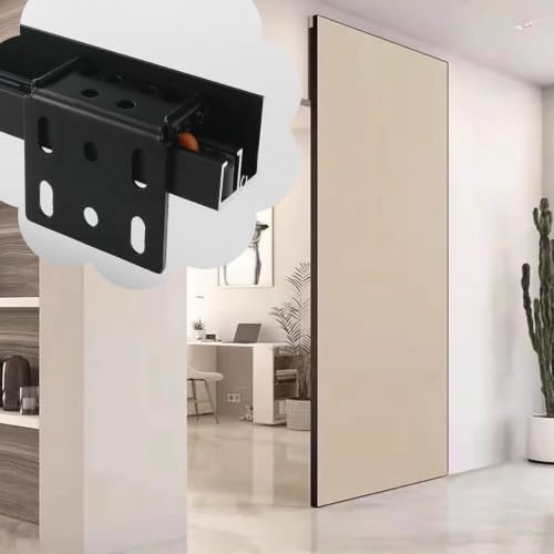 Minglez Kit Porta Scorrevole Nero Specchiato su Binario 92 122 127 137 152 cm, Porte Scorrevoli in Vetro Ghost per Camera da Letto/Cucina, Fantasma Invisibile di Accessori di Ferramenta