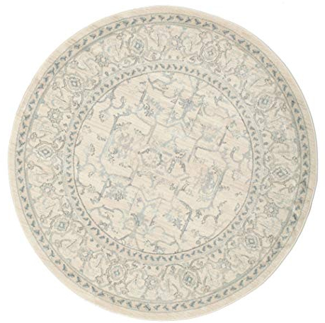 RugVista, Ziegler Manhattan, Teppich, Mittelflor, ∅ 150 cm, Rund, Orientalischer Teppich, Oeko-Tex Standard 100, Polypropylene, Flur, Schlafzimmer, Küche, Wohnzimmer, Weiss/Beige, Dunkel Beige