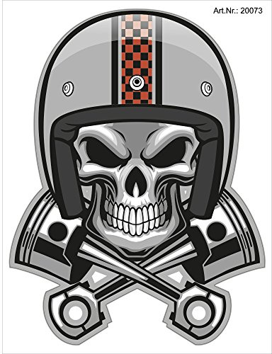 wall-art-design Skull Biker Fun Aufkleber 12x9 cm selbstklebend, glänzend für Auto, Motorrad, Fahrrad, Boot oder Caravan