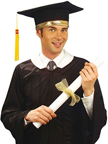 Amakando Doktorhut gelbe Quaste Abschluss Hut Doktor Abschlusshut Abihut mit Kordel Akademiker Abschlussfeier Faschingshut Doktoranden Party Karnevalshut Karneval Kostüm Zubehör