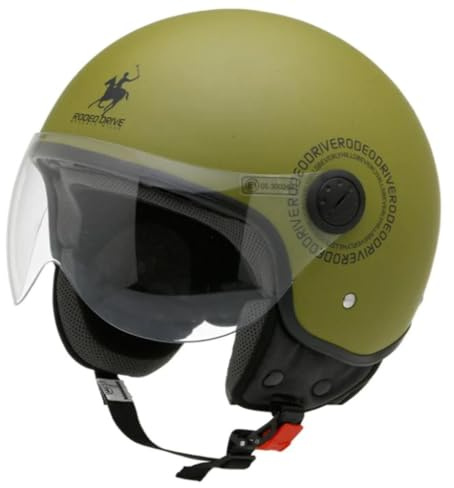 Rodeo Drive Casco Moto RD104plus, Verde militare, XS