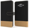 EAZY CASE Tasche kompatibel mit Samsung Galaxy J5 (2015) Stoff Schutzhülle mit Standfunktion Klapphülle Bookstyle, Handytasche Handyhülle mit Magnetverschluss und Kartenfach, Kunstleder, Schwarz