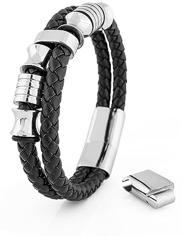 Akitsune Gracilitas Lederarmband | Armschmuck Damen Edelstahl Magnetisches Herrenarmband
