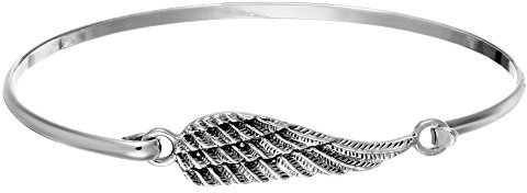 Silverly Armreif mit Engelsflügeln aus 925er Sterlingsilber mit Hakenverschluss | Stapelarmband mit Federn aus Massivem Silber | Himmlischer Schmuck für Damen | Geschenke für die Freundin