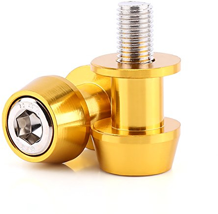 Schieberegler Schwingen, Schwingarm Spule, Schwenkarmspulen, 8 / 10mm Motorrad CNC Aluminiumlegierung Swing Arm Spool Sliders Stehen Swingarm Bobbins(10mm-Gold)
