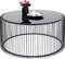Kare Design mesa de centro Wire Uno, negra, 80 cm de diámetro, mesa auxiliar, mesa de salón, tablero de cristal, redonda, 41x80x80 cm