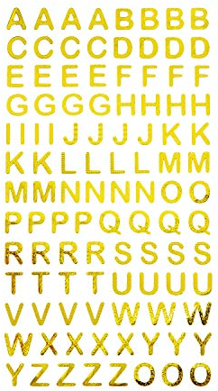 Oblique Unique ABC Alphabet Buchstaben Sticker Aufkleber zum Spielen Scrapbooking Basteln Bekleben von Einladungen für Schuleinführung Kinder Geburtstag uvm. - Farbe wählbar (Gold)
