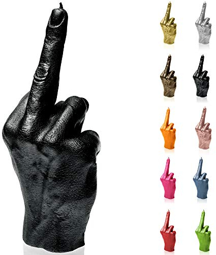 Candellana Kerzen Figur Handgemachte Kerze Geburtstagskerze lustiges Geschenk Valentinstagskerzen, Hand FCK, Schwarz Metallic