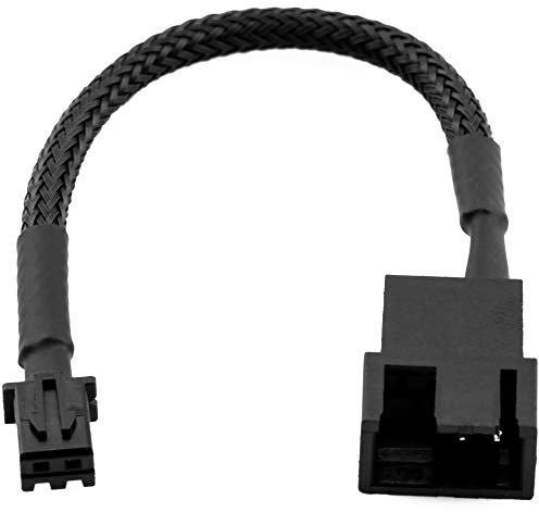 CRJ Mini 2-Pin Fan Adapter Cables (2-Pack) - 4-inch (10cm), Black Sleeved - Connect 3-Pin/4-Pin PC Fans to Mini 2-Pin JST XH 2.5mm Headers