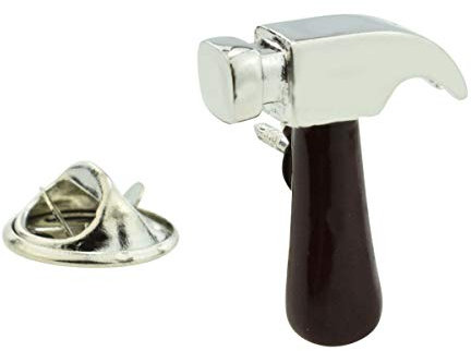 Brown Handle Hammer Tools Handyman Carpenters Lapel Pin Badge AJTP084