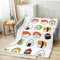Loussiesd Sushi Muster Decke Kuscheldecke im japanischen Stil für Kinder Jungen Mädchen Mädchen Essen Thema Wohndecke Nette Karikatur Japanische Sushi Flanell Fleecedecke Raumdekor Decke 220x240cm