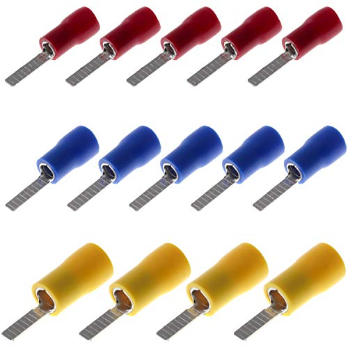 Flachstift Kabelschuhe Kabel Steckverbinder 10mm Stift 0.5-6.0 mm² Flat Pins (10mm Stift | Blau | 1.5-2.5mm², 25 Stück)