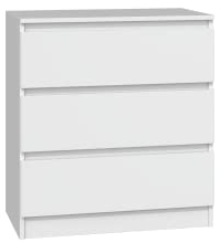 ADGO Malwa M3 Kommode mit 3 Schubladen 40x70x75cm, Schrank für Kleidung, Möbel für Wohnzimmer, Kleiderschrank, Klassischer Schrank mit Regalen, Tief Freistehend Platzsparend (Weiß)