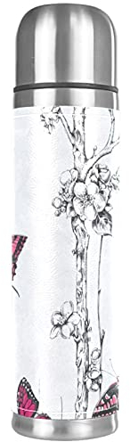 Vintage Tree Nature Thermosflasche, vakuumisolierte Wasserflasche, kompakt, Edelstahl, Kaffee-/Reisebecher, 500 ml