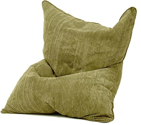 Green Bean XXL Sitzsack aus Cordstoff 370 Liter EPS-Perlen Füllung - Kuschelig Weich Robust & Waschbarem-Stoff Bodenkissen Liegekissen Sitzkissen - Grün