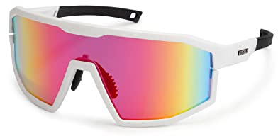 Rogelli Recon Sportbrille Unisex - Fahrradbrille - Weiß/Koralle